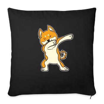 Shiba Inu Hund Dabbing Dabbin Lustig Tanz Geschenk - Sofakissenbezug 45 x 45 cm - Schwarz - Vorne