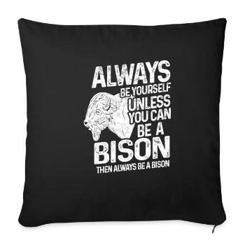 Bison Tier - Sofakissenbezug 45 x 45 cm - Schwarz - Vorne