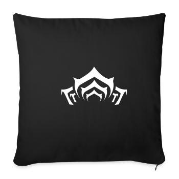 Cadeau blanc symbole warframe lotus - Housse de coussin décorative 45 x 45 cm - noir - Devant