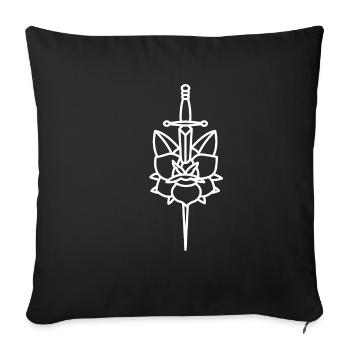 Tattoo Rose mit Dolch - Sofakissenbezug 45 x 45 cm - Schwarz - Vorne