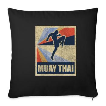 Muay Thai Boxe cadeau Fighting Retro - Housse de coussin décorative 45 x 45 cm - noir - Devant