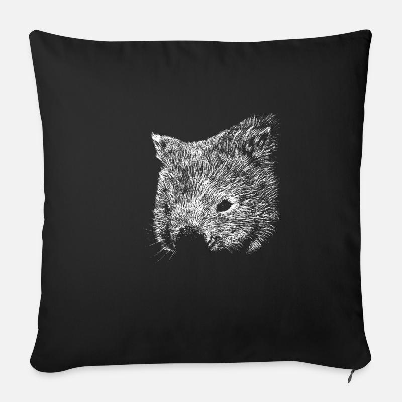 Wombat Zeichnung - Sofakissenbezug 45 x 45 cm - Schwarz