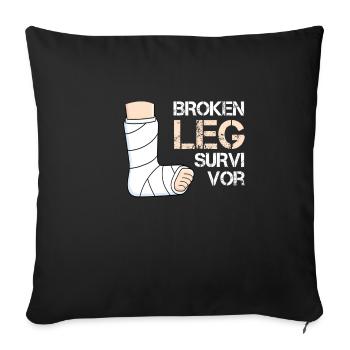Foot leg survivor broken Funny bones - Sofa pillowcase 17,3'' x 17,3'' (45 x 45 cm) - black - Front