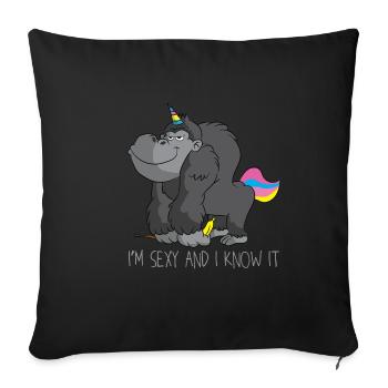 Geschenk Einhorn Banane Gorilla - Sofakissenbezug 45 x 45 cm - Schwarz - Vorne