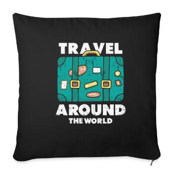 Voyage voyageur du monde - Housse de coussin décorative 45 x 45 cm - noir - Devant