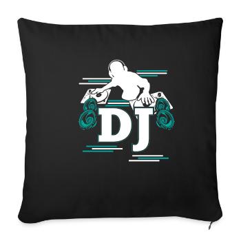 DJ DeeJay Scratch Party Schallplatten Geschenk - Sofakissenbezug 45 x 45 cm - Schwarz - Vorne