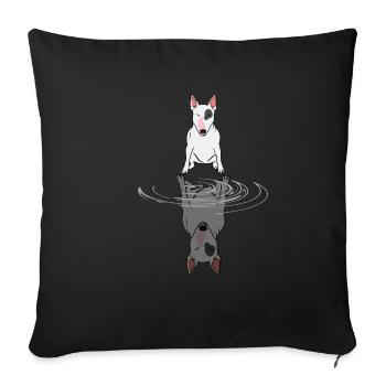 Bullterrier Hund Wasser Spiegelbild Geschenk - Sofakissenbezug 45 x 45 cm - Schwarz - Vorne