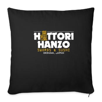 Hattori Hanzo sabre et japonais sushi cadeau - Housse de coussin décorative 45 x 45 cm - noir - Devant