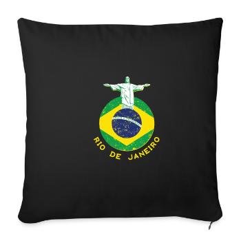 Rio de Janeiro, drapeau brésilien, cadeau Jésus - Housse de coussin décorative 45 x 45 cm - noir - Devant
