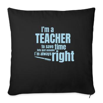 professeur - Housse de coussin décorative 45 x 45 cm - noir - Devant