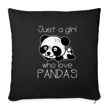 Panda love girl's animal - Sofa pillowcase 17,3'' x 17,3'' (45 x 45 cm) - black - Front