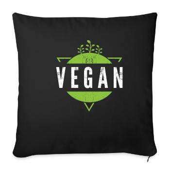 Cadeau végétarien végétalien - Housse de coussin décorative 45 x 45 cm - noir - Devant