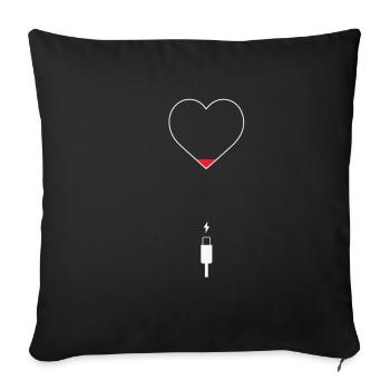 Chargez le cœur ! C’est l’heure de ta petite pause - Housse de coussin décorative 45 x 45 cm - noir - Devant