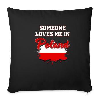 Poland T-shirt / Gift idea / Men / Women - Sofa pillowcase 17,3'' x 17,3'' (45 x 45 cm) - black - Front