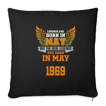 Born in May T-shirt / Gift idea / Men / Women - Sofa pillowcase 17,3'' x 17,3'' (45 x 45 cm) - black - Front