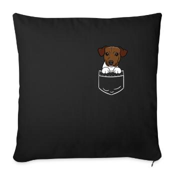Cadeau drôle de chien de poche Jack Russel - Housse de coussin décorative 45 x 45 cm - noir - Devant