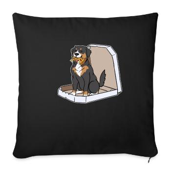 Bernese Mountain Dog Dog Pizza Box Gift - Sofa pillowcase 17,3'' x 17,3'' (45 x 45 cm) - black - Front