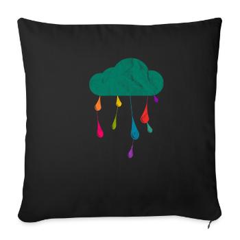 Pluie nuages pluie gouttes diversité arc-en-ciel - Housse de coussin décorative 45 x 45 cm - noir - Devant