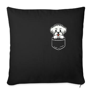 Cadeau de sac de poche de chien de Malte - Housse de coussin décorative 45 x 45 cm - noir - Devant
