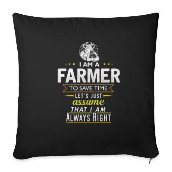 Cadeau agricole drôle d'agriculteur - Housse de coussin décorative 45 x 45 cm - noir - Devant