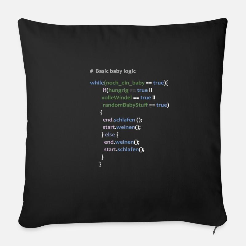Baby Logik Werdender Vater Informatiker Geschenk - Sofakissenbezug 45 x 45 cm - Schwarz