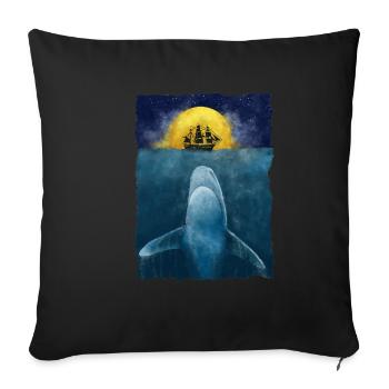 Great White Shark Whale Ocean Sea Ship Boat Surreal - Sofa pillowcase 17,3'' x 17,3'' (45 x 45 cm) - black - Front