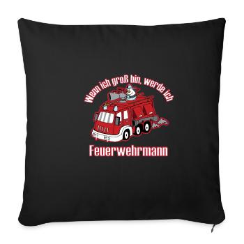 Pompier quand je suis grand cadeau pingouin - Housse de coussin décorative 45 x 45 cm - noir - Devant