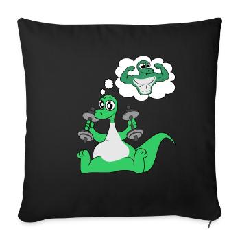gym fitness hantel bizeps dinosaurier geschenk fun - Sofakissenbezug 45 x 45 cm - Schwarz - Vorne