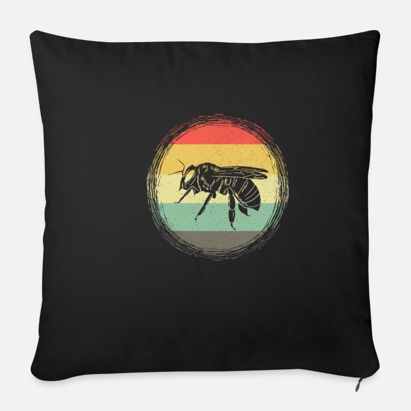 Biene Retro Vintage - Sofakissenbezug 45 x 45 cm - Schwarz
