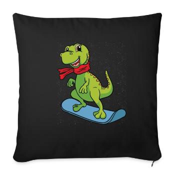 Snowboard Dino Dinosaurier Geschenk Kinder Jungen - Sofakissenbezug 45 x 45 cm - Schwarz - Vorne
