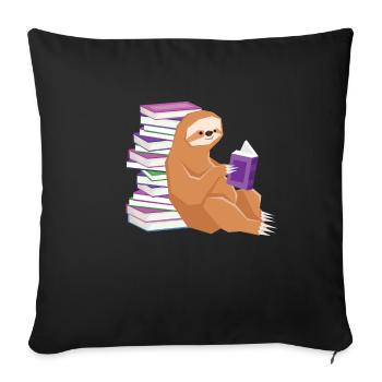 Sloth Lazing Read Bookworm Book Student - Sofa pillowcase 17,3'' x 17,3'' (45 x 45 cm) - black - Front