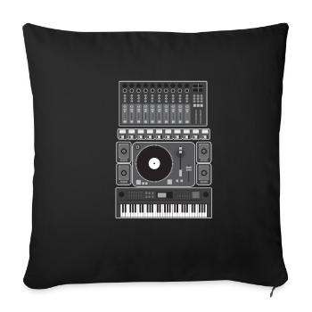 Synthétiseur Old School Turntable Hip Hop cadeau - Housse de coussin décorative 45 x 45 cm - noir - Devant