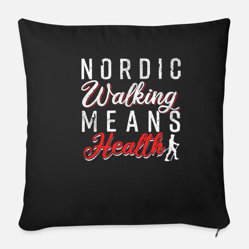 Nordic Walking - Sofakissenbezug 45 x 45 cm - Schwarz
