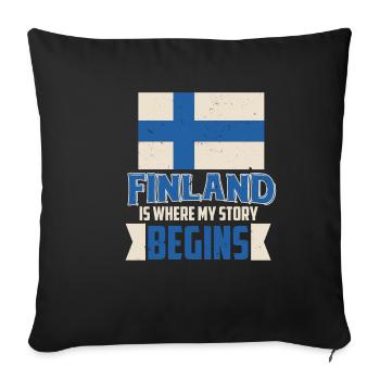 Finnland - Sofakissenbezug 45 x 45 cm - Schwarz - Vorne