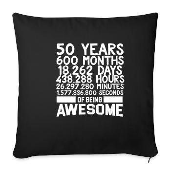 50 50 ans 50 anniversaire 50 cadeau 50 - Housse de coussin décorative 45 x 45 cm - noir - Devant