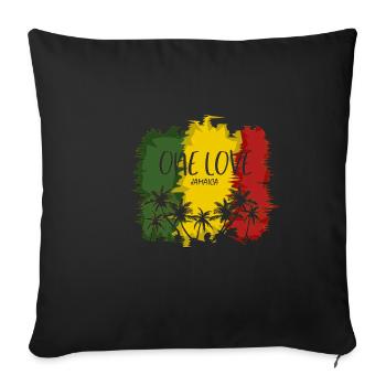 Drapeau de la Jamaïque Reggae Palm Tree One Love Gift - Housse de coussin décorative 45 x 45 cm - noir - Devant