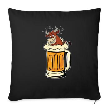 Bier Alkohol Kuh Bulle Viehzucht Lustig Geschenk - Sofakissenbezug 45 x 45 cm - Schwarz - Vorne