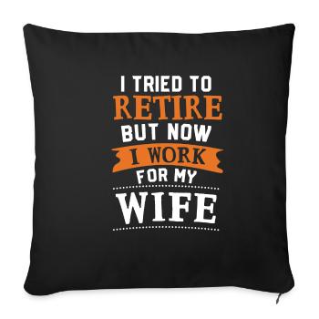 Retraité des grands-parents de retraite de grand-mère de grand-père - Housse de coussin décorative 45 x 45 cm - noir - Devant