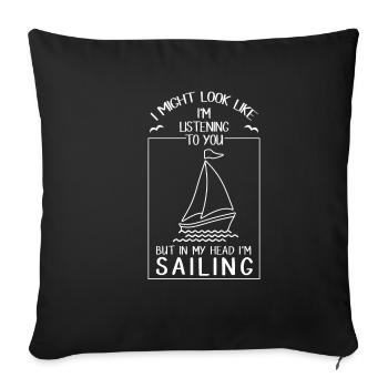 Bateau à voile Segelbook Sailing Sailor - Housse de coussin décorative 45 x 45 cm - noir - Devant