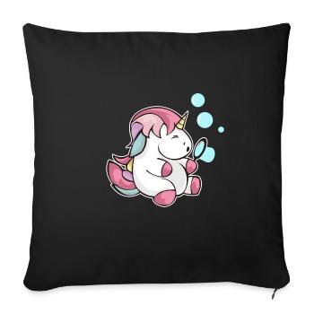 Unicorn soap bubbles blowing glitter child gift - Sofa pillowcase 17,3'' x 17,3'' (45 x 45 cm) - black - Front