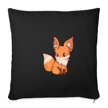Chibi Comic Fox Dog Kawaii Cute Gift - Sofa pillowcase 17,3'' x 17,3'' (45 x 45 cm) - black - Front