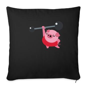 Weightlifting Fitness Pig Ironically - Sofa pillowcase 17,3'' x 17,3'' (45 x 45 cm) - black - Front