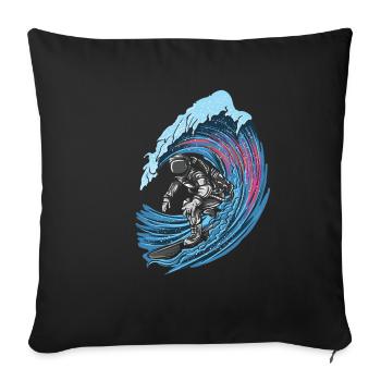 Astronaut surfer Stylish outer space - Sofa pillowcase 17,3'' x 17,3'' (45 x 45 cm) - black - Front
