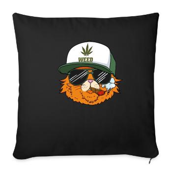 Cat Kitten Weed Kiffen Ganja Cannabis Gift - Sofa pillowcase 17,3'' x 17,3'' (45 x 45 cm) - black - Front