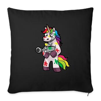 PAINTBALL Unicorn Marker Airsoft Gift Child - Sofa pillowcase 17,3'' x 17,3'' (45 x 45 cm) - black - Front