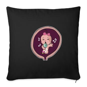 Pregnancy mother birth baby singer musician - Sofa pillowcase 17,3'' x 17,3'' (45 x 45 cm) - black - Front