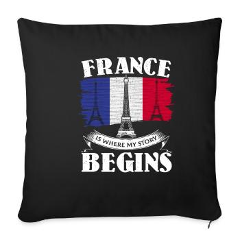 France French French France gift - Sofa pillowcase 17,3'' x 17,3'' (45 x 45 cm) - black - Front