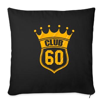 Cadeau d'anniversaire du 60e anniversaire du Club 60 Crown Gold - Housse de coussin décorative 45 x 45 cm - noir - Devant