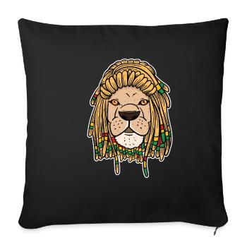 Reggae Rasta Rastafari Lion Dreadlocks Gift - Sofa pillowcase 17,3'' x 17,3'' (45 x 45 cm) - black - Front