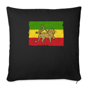 Cadeau de drapeau de lion de Reggae Rasta Rastafarian - Housse de coussin décorative 45 x 45 cm - noir - Devant